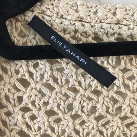 Elie Tahari Silk Cotton Shrug Cardigan Tan Gold Metallic Holiday Christmas Party - Picture 2 of 6